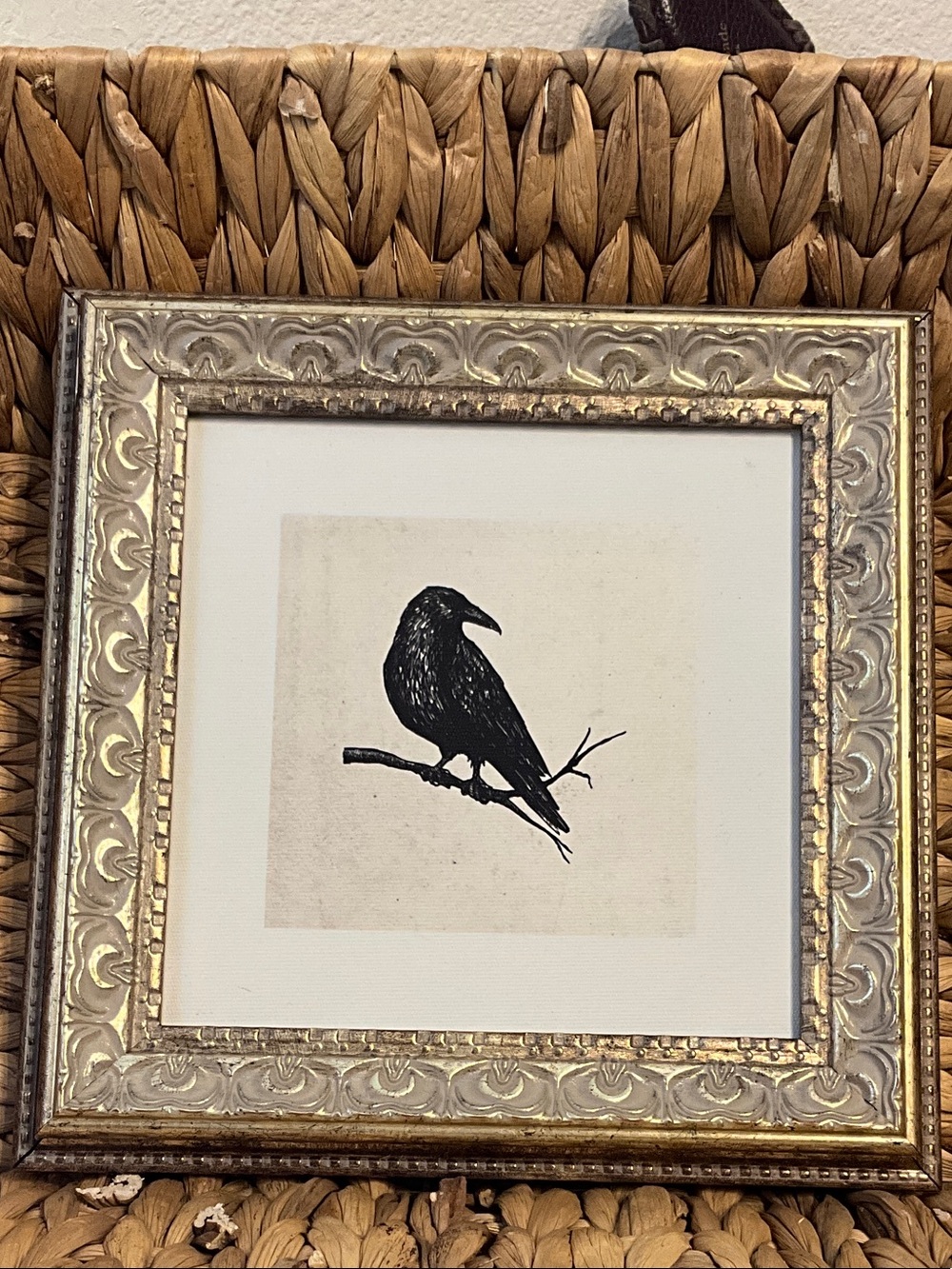 Black Raven Silhouette Framed Art
